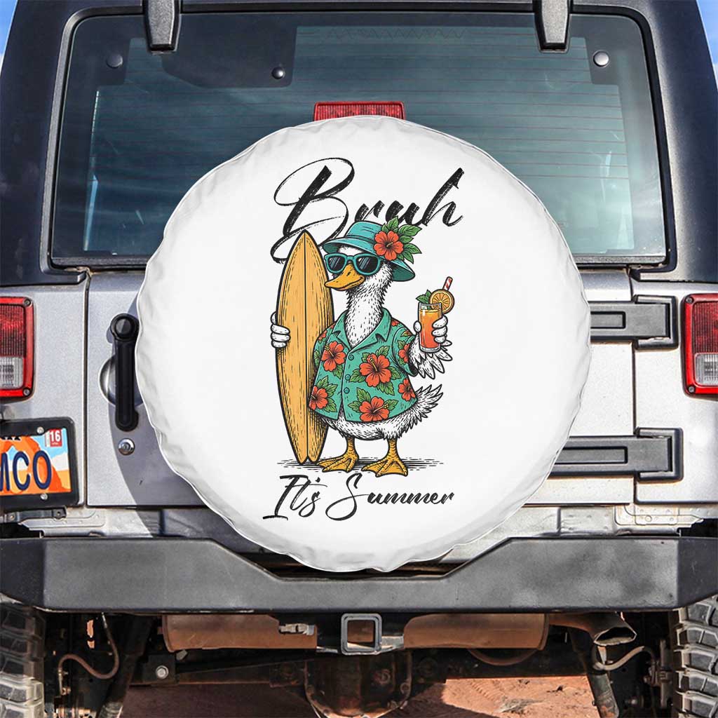 Bruh Its Summer Spare Tire Cover Funny Hawaiian Goose Surfer Graphic