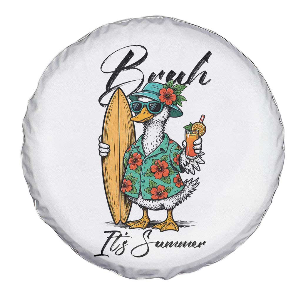 Bruh Its Summer Spare Tire Cover Funny Hawaiian Goose Surfer Graphic