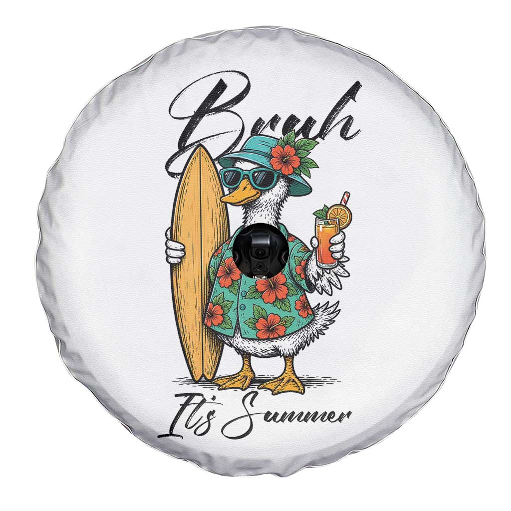 Bruh Its Summer Spare Tire Cover Funny Hawaiian Goose Surfer Graphic