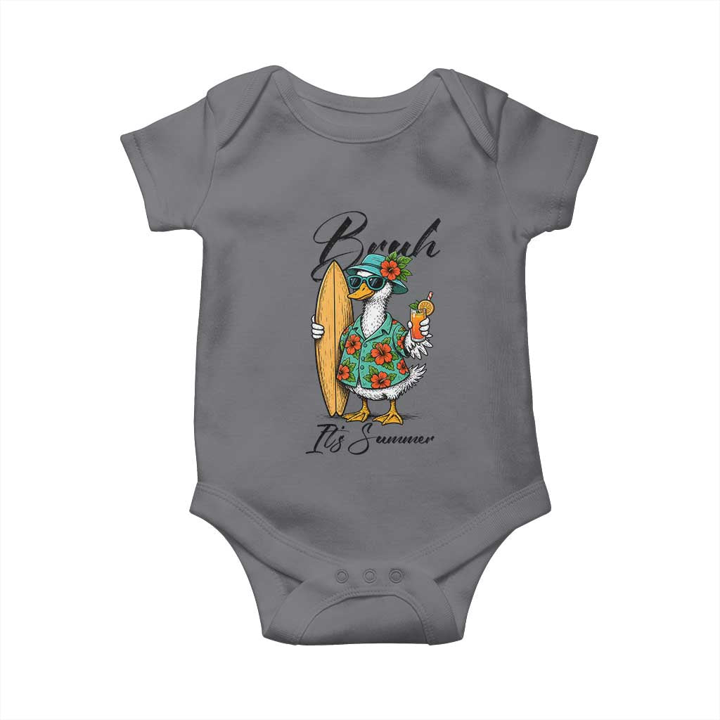 Bruh Its Summer Baby Onesie Funny Hawaiian Goose Surfer Graphic
