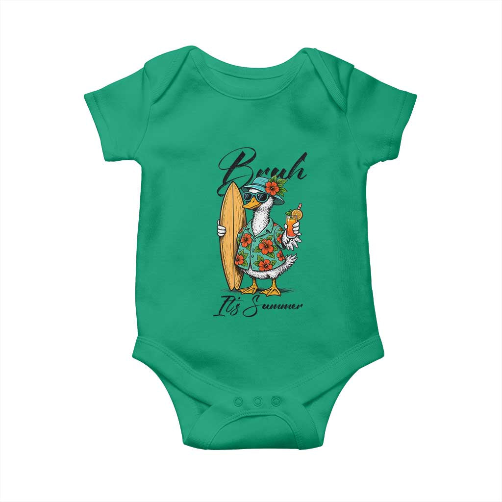 Bruh Its Summer Baby Onesie Funny Hawaiian Goose Surfer Graphic