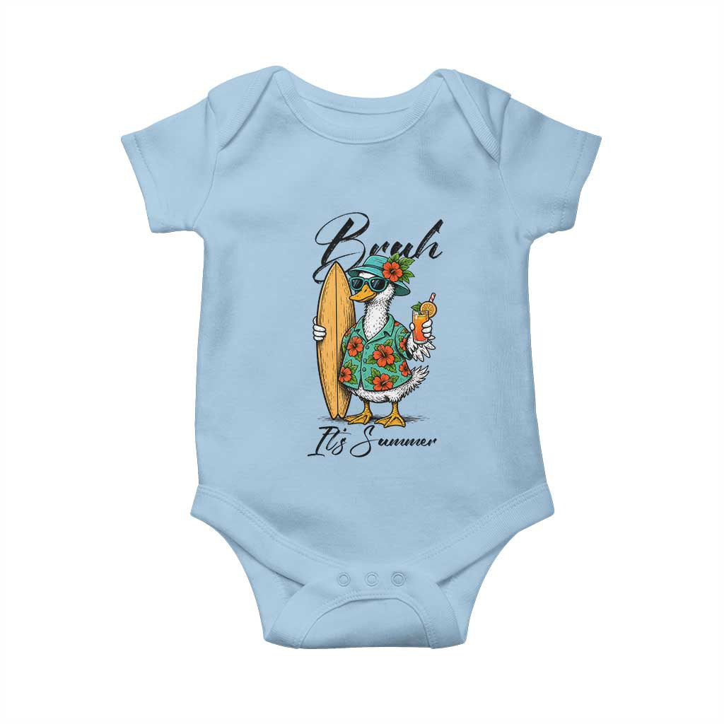 Bruh Its Summer Baby Onesie Funny Hawaiian Goose Surfer Graphic