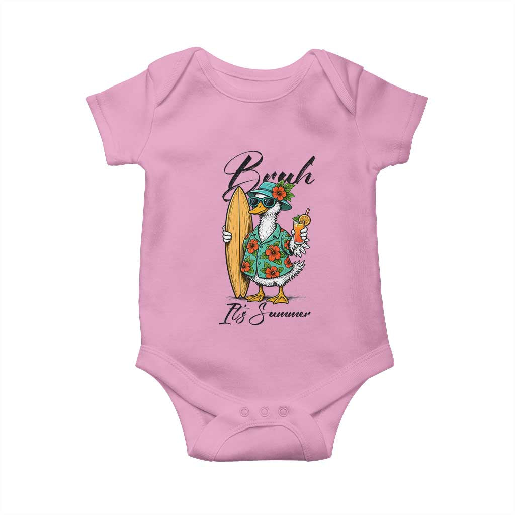 Bruh Its Summer Baby Onesie Funny Hawaiian Goose Surfer Graphic