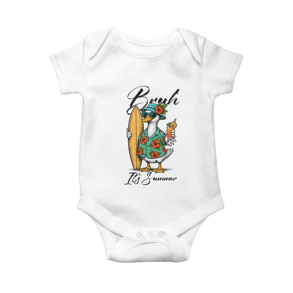 Bruh Its Summer Baby Onesie Funny Hawaiian Goose Surfer Graphic