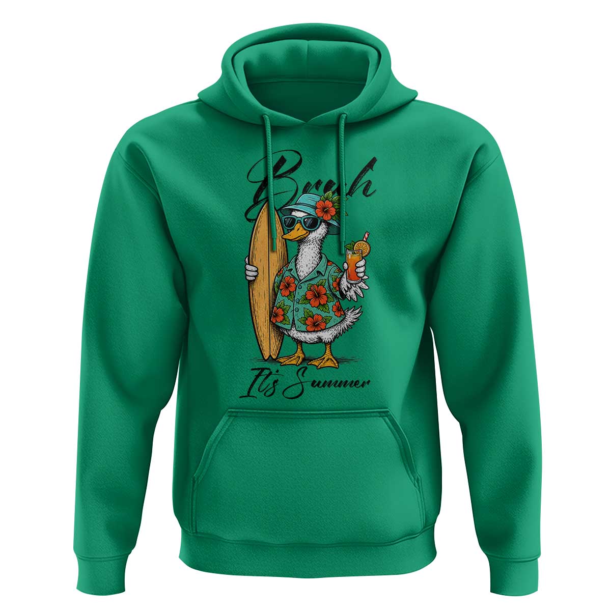 Bruh Its Summer Hoodie Funny Hawaiian Goose Surfer Graphic