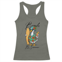 Bruh Its Summer Racerback Tank Top Funny Hawaiian Goose Surfer Graphic
