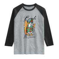 Bruh Its Summer Raglan Shirt Funny Hawaiian Goose Surfer Graphic
