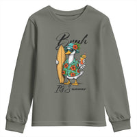 Bruh Its Summer Youth Sweatshirt Funny Hawaiian Goose Surfer Graphic