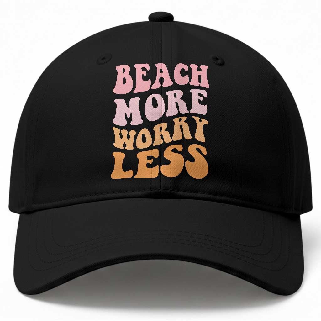 Beach More Worry Less Baseball Cap Boho Summer Vacation