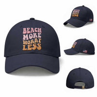 Beach More Worry Less Baseball Cap Boho Summer Vacation