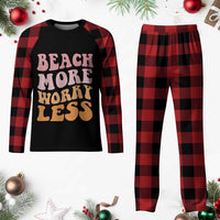 Beach More Worry Less Plaid Pajama Set Boho Summer Vacation
