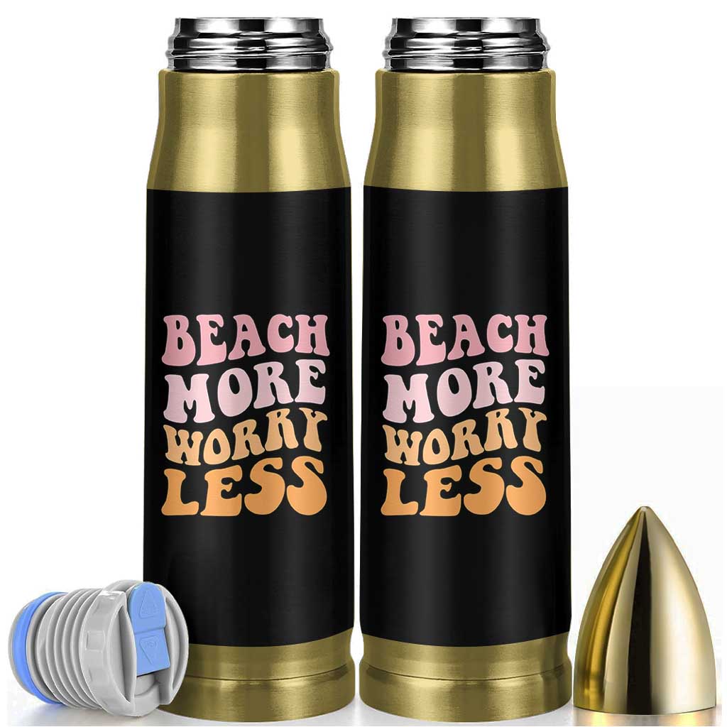 Beach More Worry Less Bullet Tumbler Boho Summer Vacation