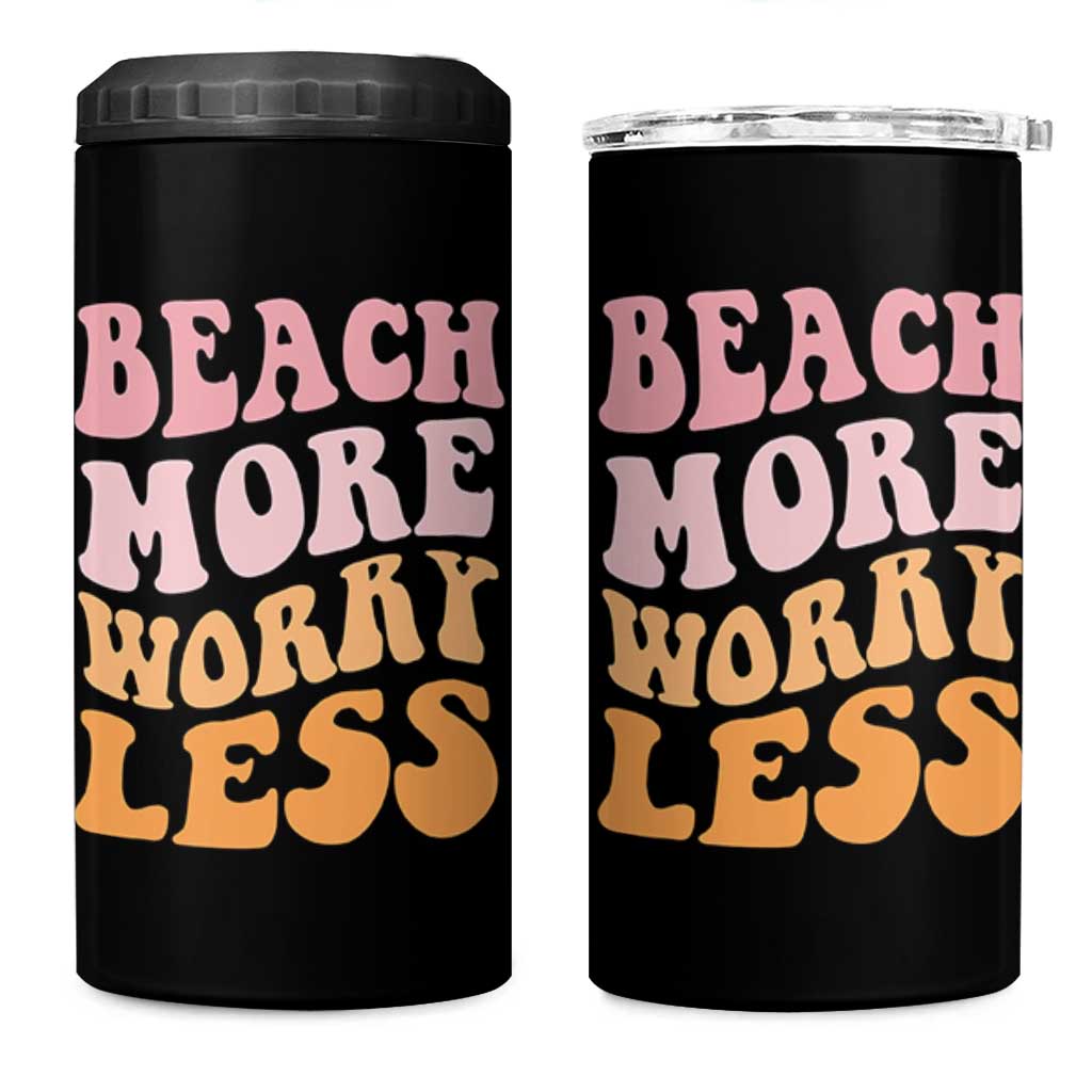 Beach More Worry Less 4 in 1 Can Cooler Tumbler Boho Summer Vacation