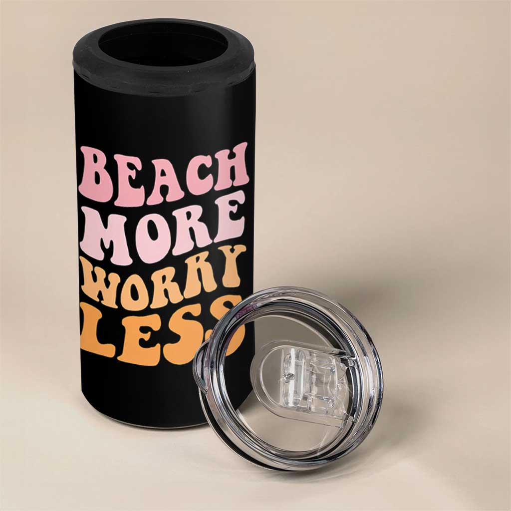 Beach More Worry Less 4 in 1 Can Cooler Tumbler Boho Summer Vacation