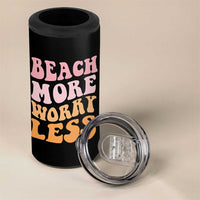 Beach More Worry Less 4 in 1 Can Cooler Tumbler Boho Summer Vacation