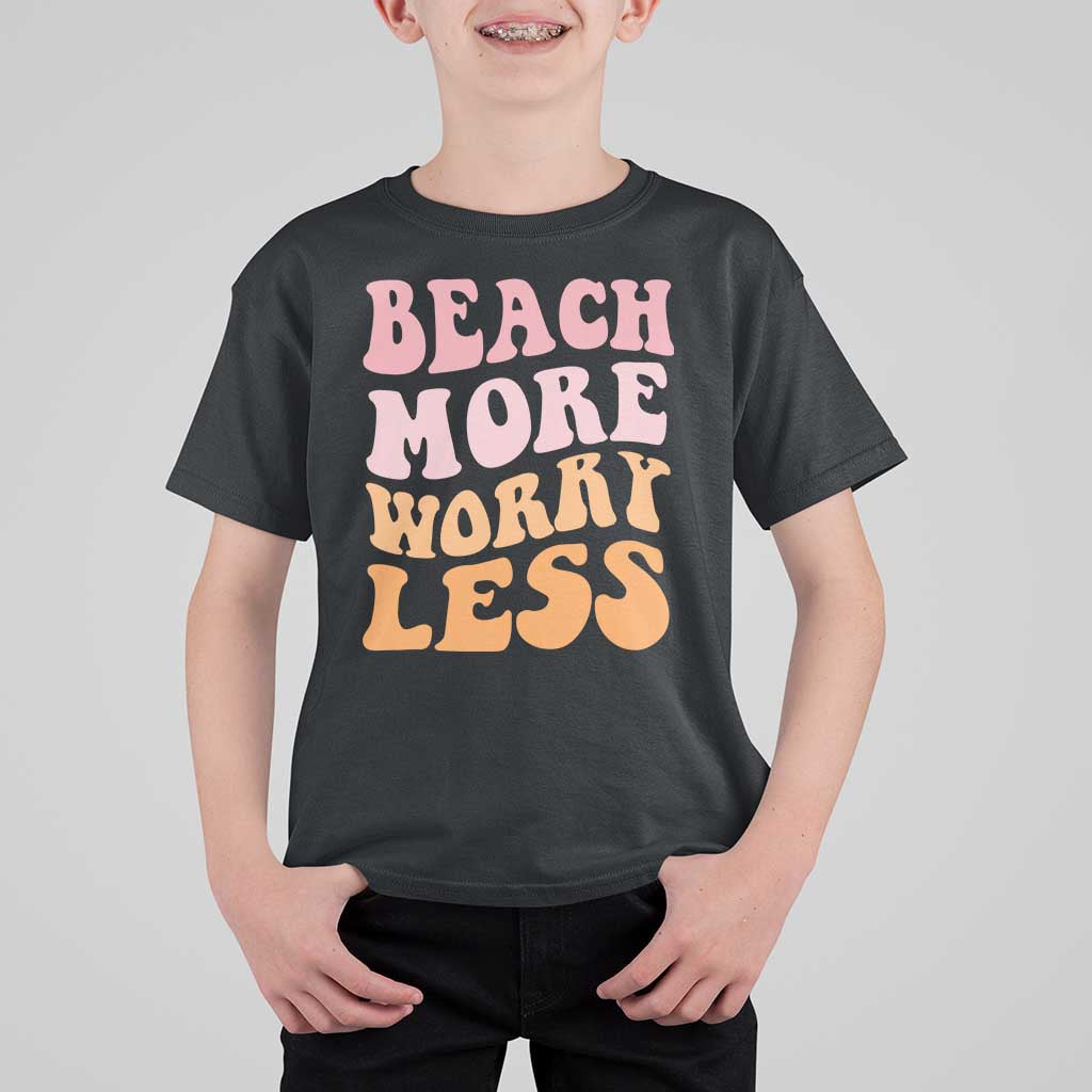 Beach More Worry Less T Shirt For Kid Boho Summer Vacation