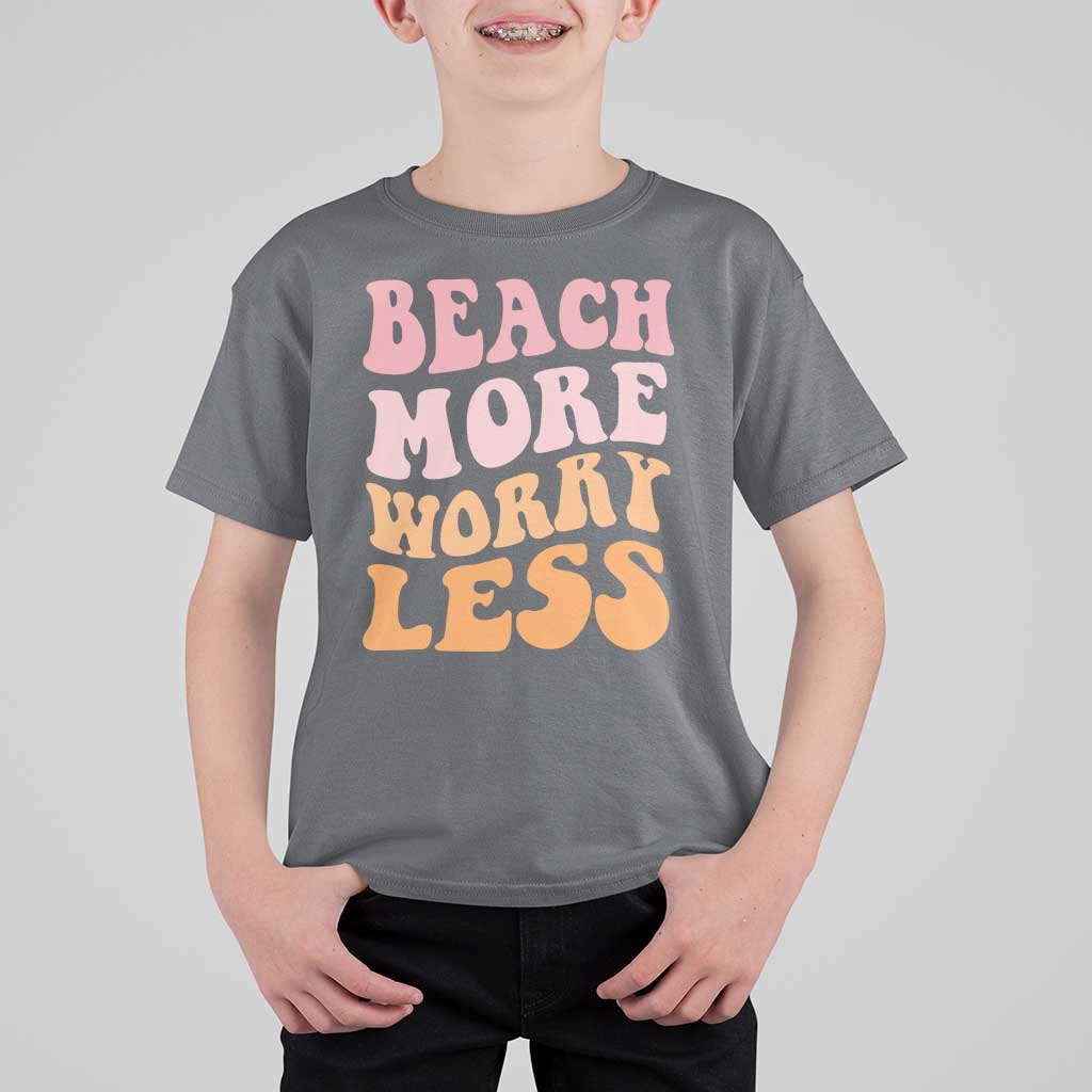 Beach More Worry Less T Shirt For Kid Boho Summer Vacation