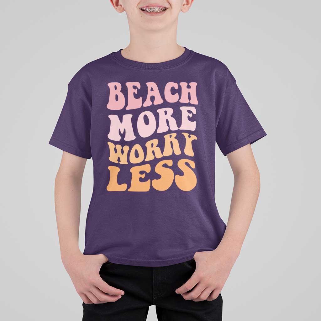 Beach More Worry Less T Shirt For Kid Boho Summer Vacation