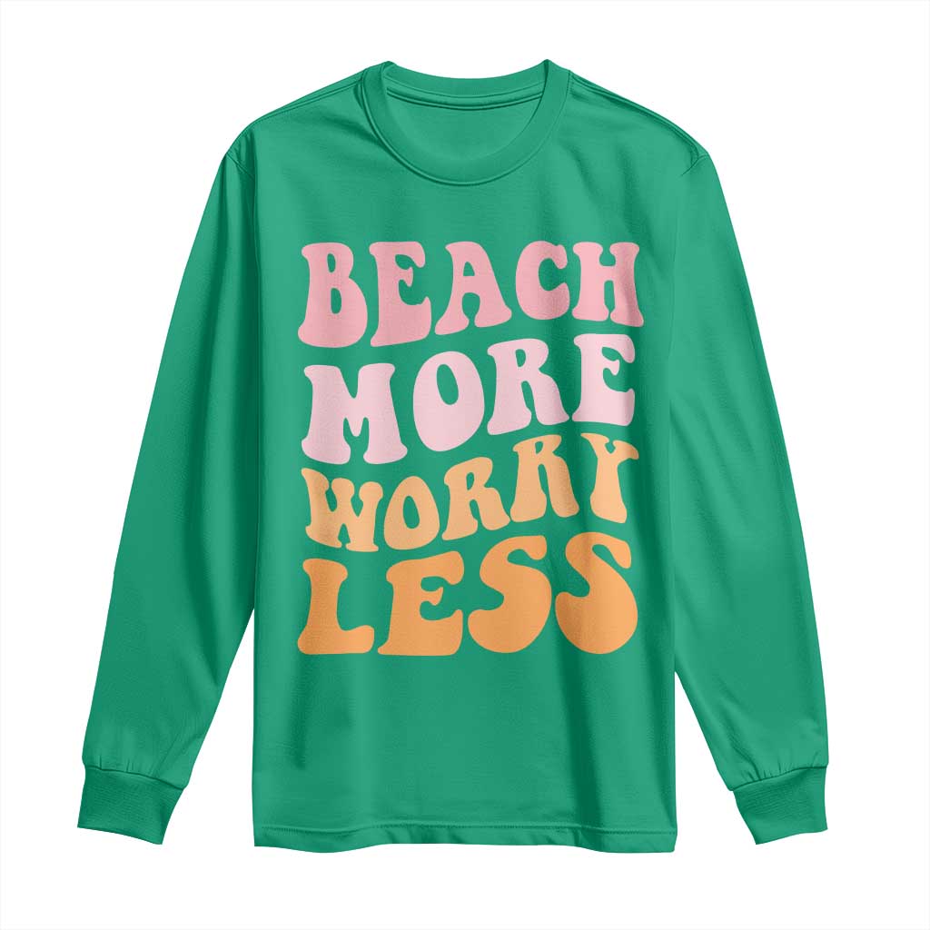 Beach More Worry Less Long Sleeve Shirt Boho Summer Vacation