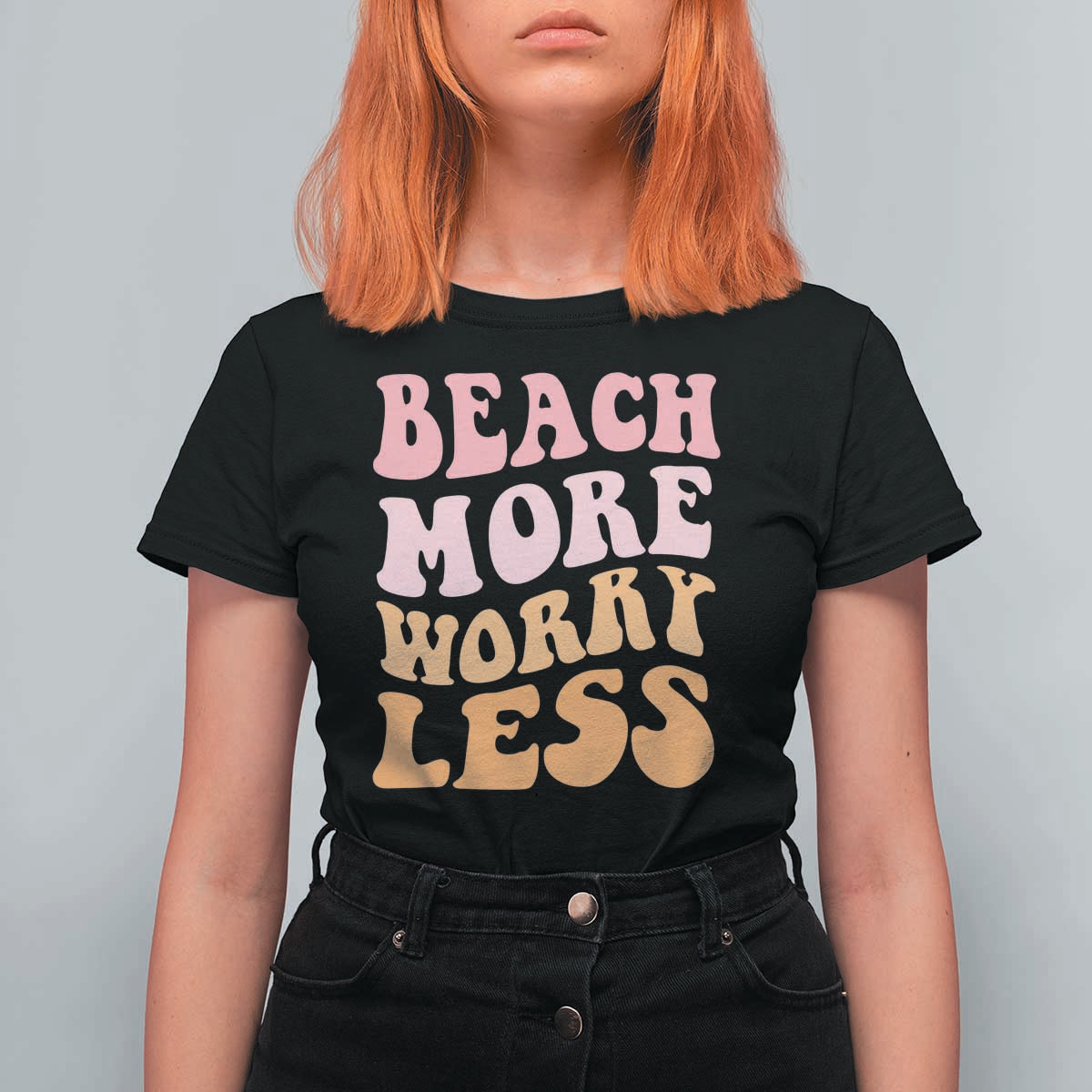 Beach More Worry Less T Shirt For Women Boho Summer Vacation