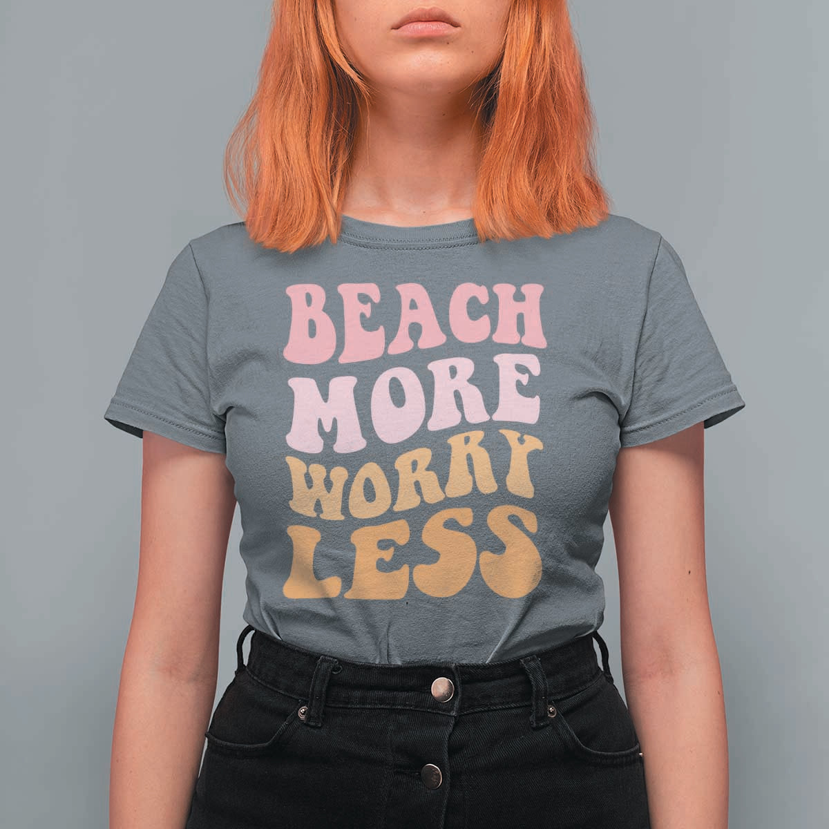 Beach More Worry Less T Shirt For Women Boho Summer Vacation