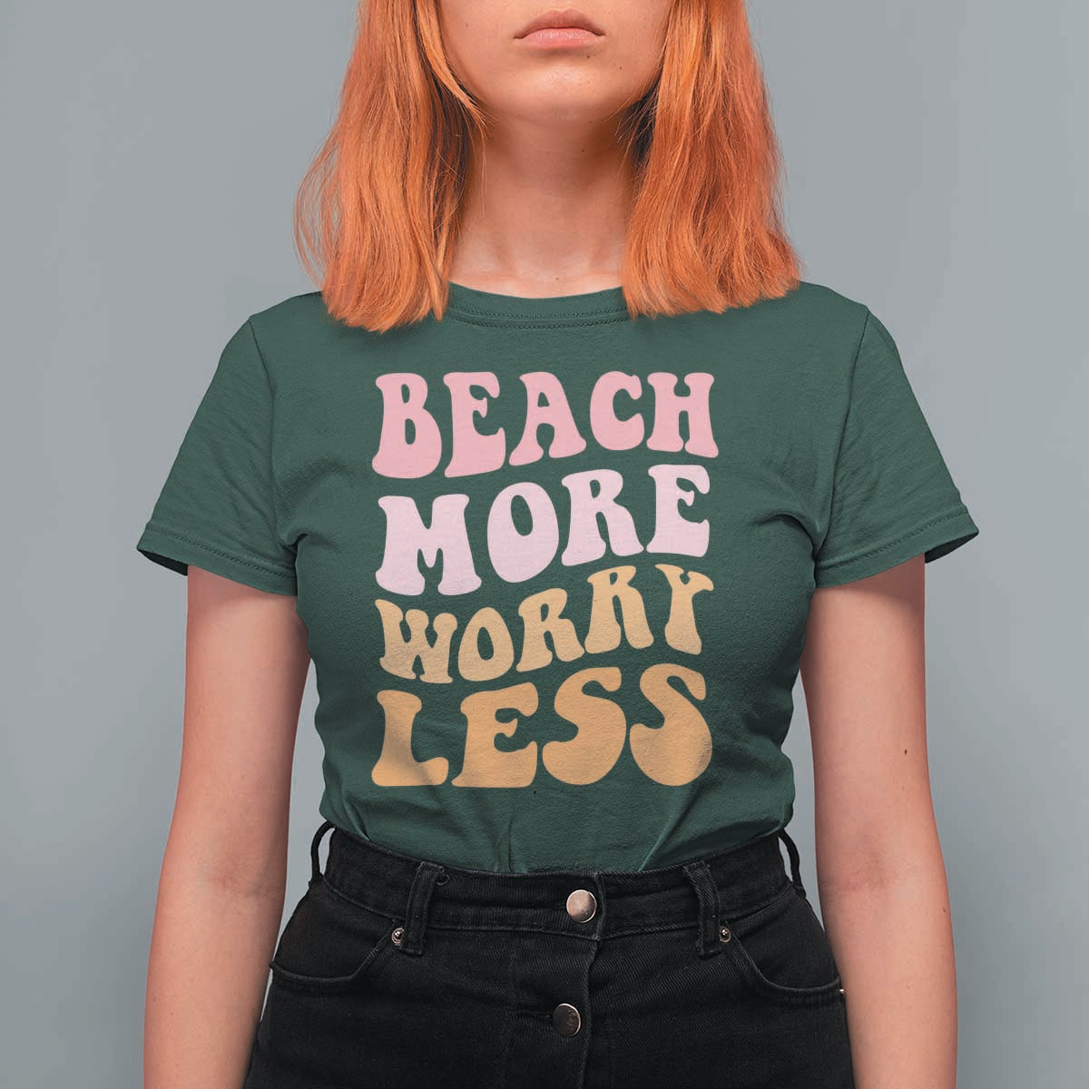 Beach More Worry Less T Shirt For Women Boho Summer Vacation