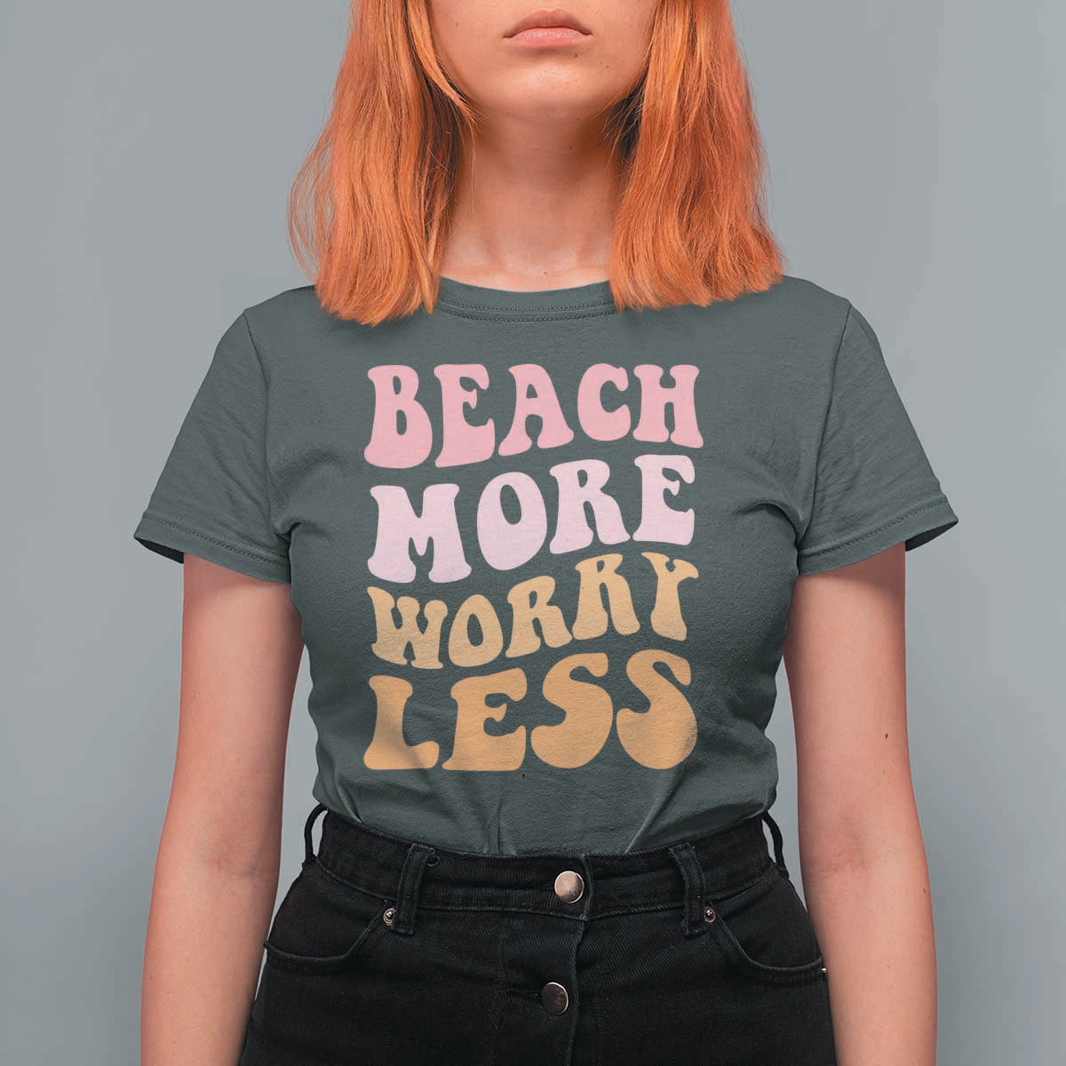 Beach More Worry Less T Shirt For Women Boho Summer Vacation