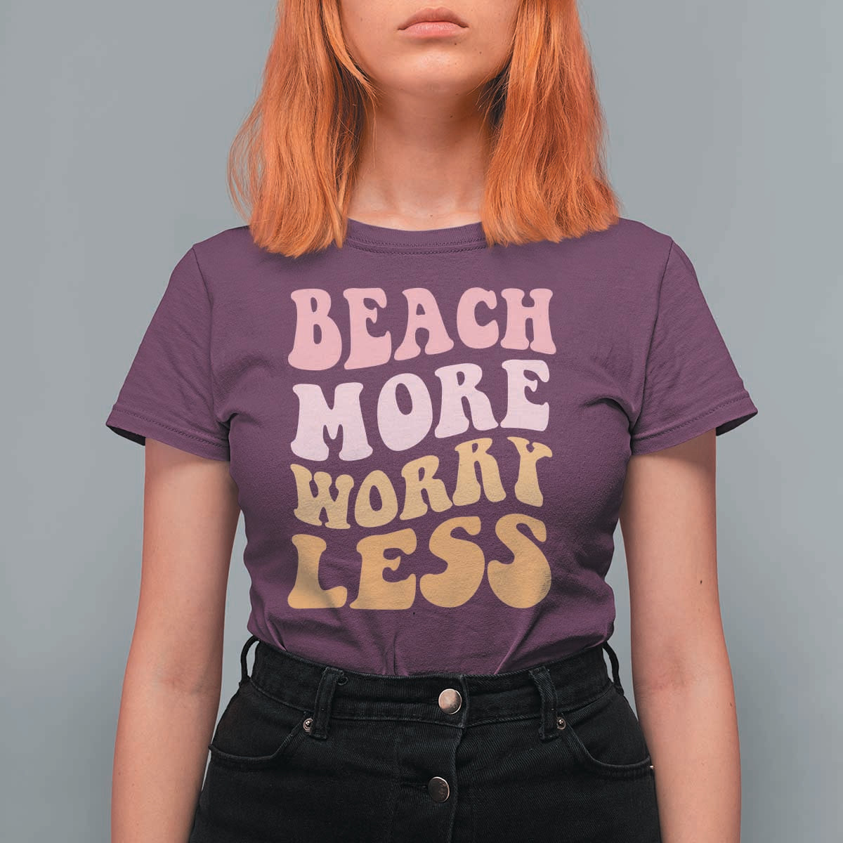 Beach More Worry Less T Shirt For Women Boho Summer Vacation