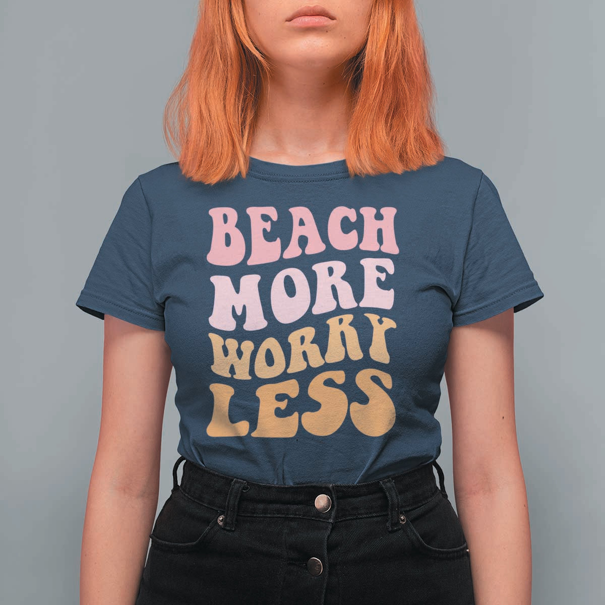 Beach More Worry Less T Shirt For Women Boho Summer Vacation