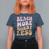 Beach More Worry Less T Shirt For Women Boho Summer Vacation