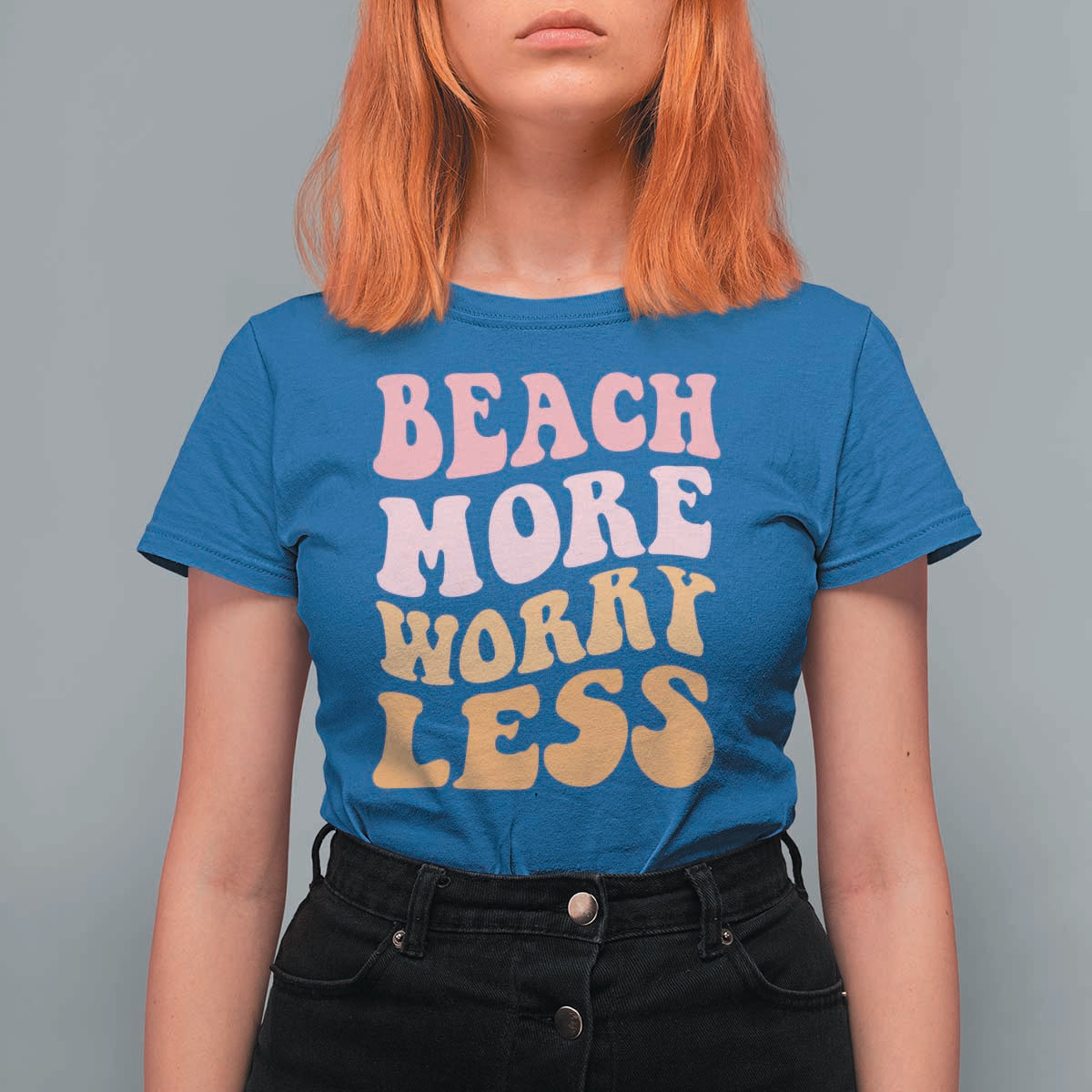 Beach More Worry Less T Shirt For Women Boho Summer Vacation