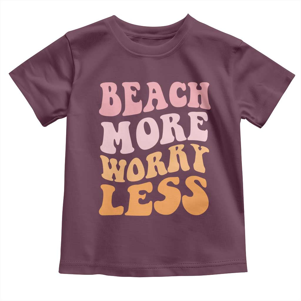 Beach More Worry Less Toddler T Shirt Boho Summer Vacation