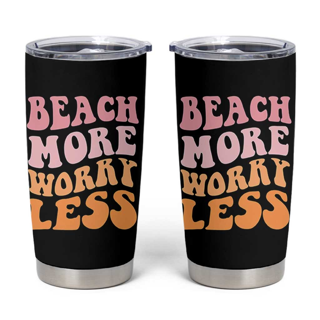 Beach More Worry Less Tumbler Cup Boho Summer Vacation