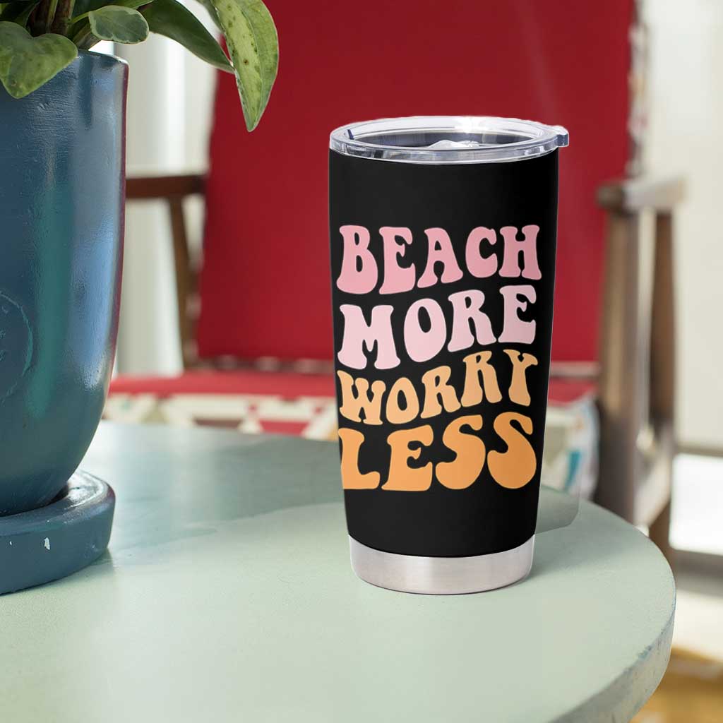 Beach More Worry Less Tumbler Cup Boho Summer Vacation