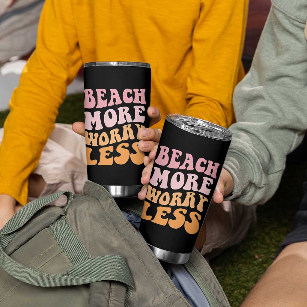 Beach More Worry Less Tumbler Cup Boho Summer Vacation