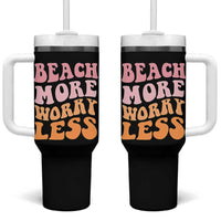 Beach More Worry Less Tumbler With Handle Boho Summer Vacation