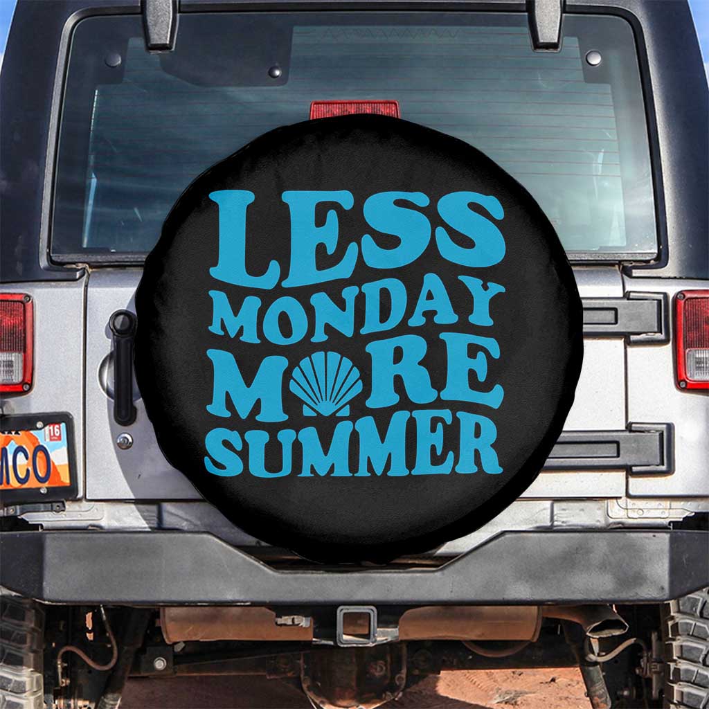 Less Monday More Summer Spare Tire Cover Retro Beach Seashell Graphic