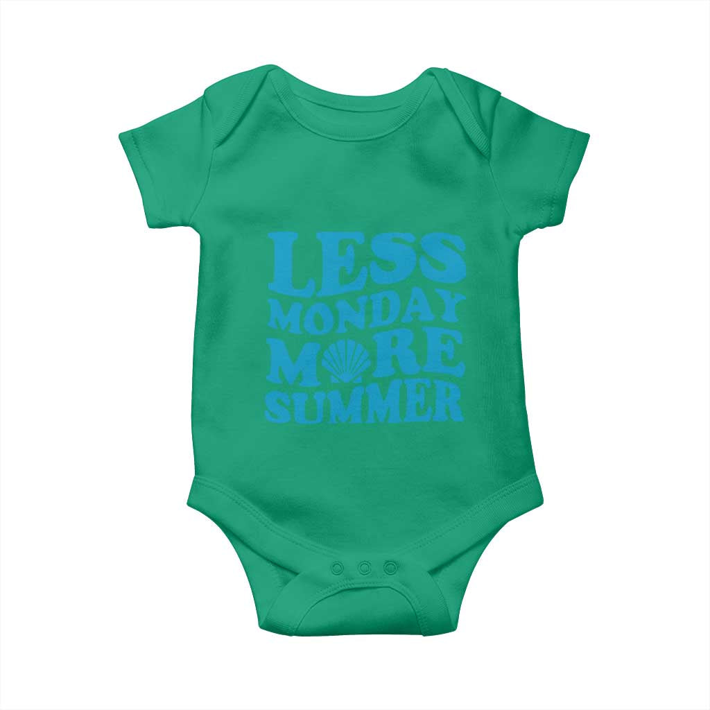 Less Monday More Summer Baby Onesie Retro Beach Seashell Graphic