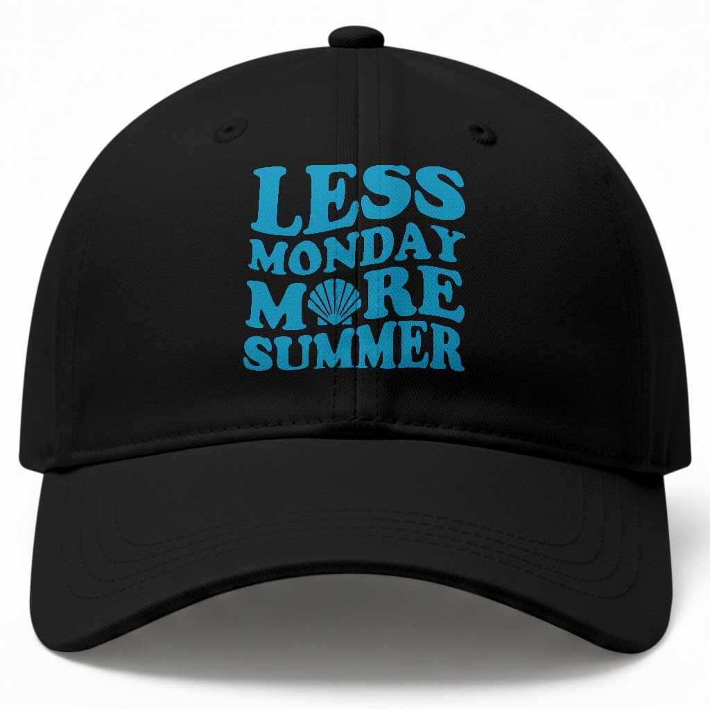 Less Monday More Summer Baseball Cap Retro Beach Seashell Graphic