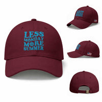 Less Monday More Summer Baseball Cap Retro Beach Seashell Graphic