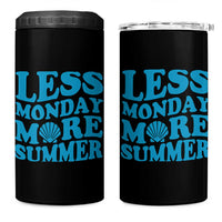 Less Monday More Summer 4 in 1 Can Cooler Tumbler Retro Beach Seashell Graphic
