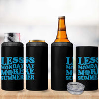 Less Monday More Summer 4 in 1 Can Cooler Tumbler Retro Beach Seashell Graphic