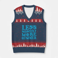 Less Monday More Summer V-Neck Knit Sweater Vest Retro Beach Seashell Graphic