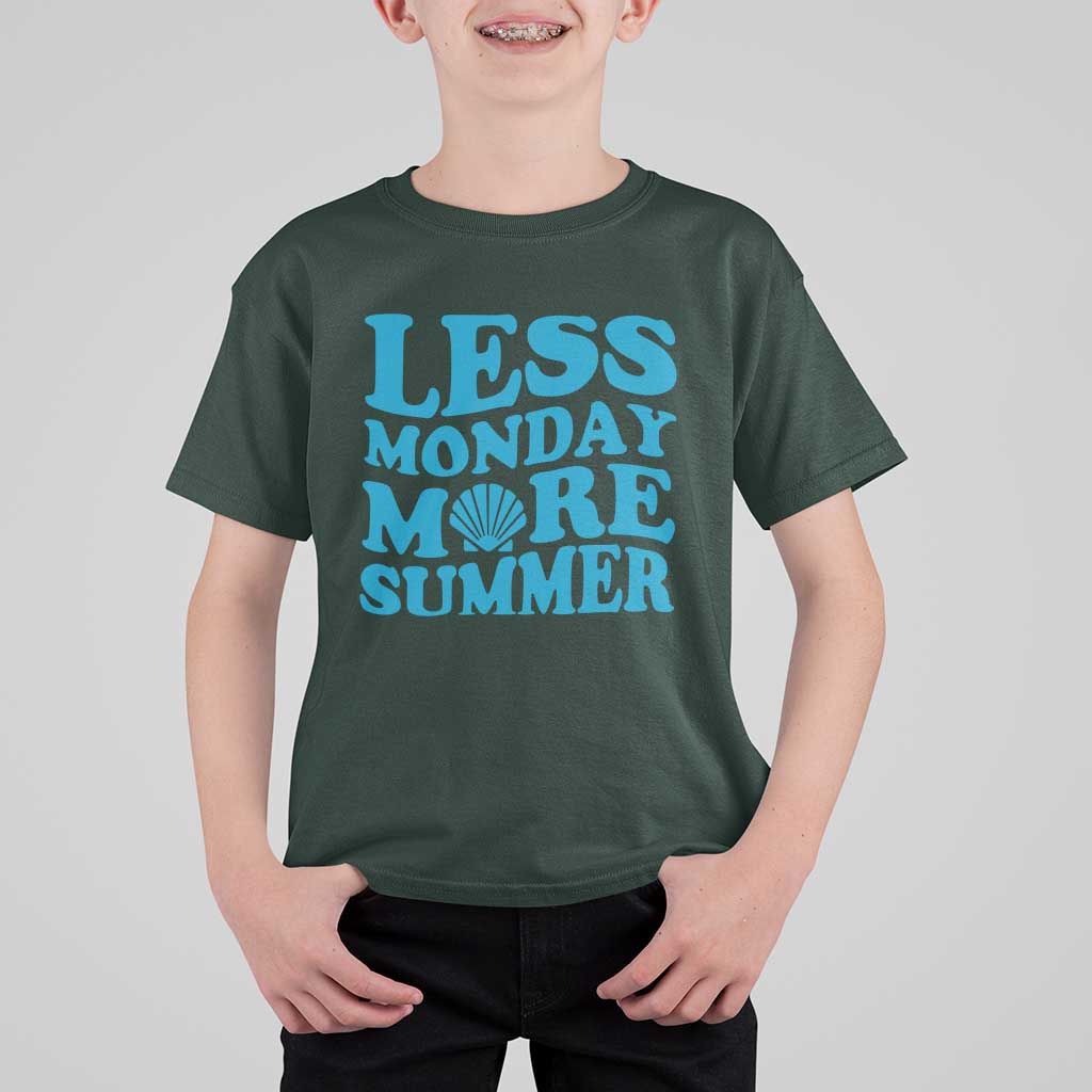 Less Monday More Summer T Shirt For Kid Retro Beach Seashell Graphic