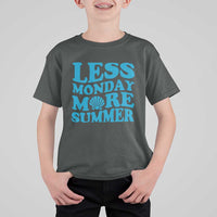 Less Monday More Summer T Shirt For Kid Retro Beach Seashell Graphic