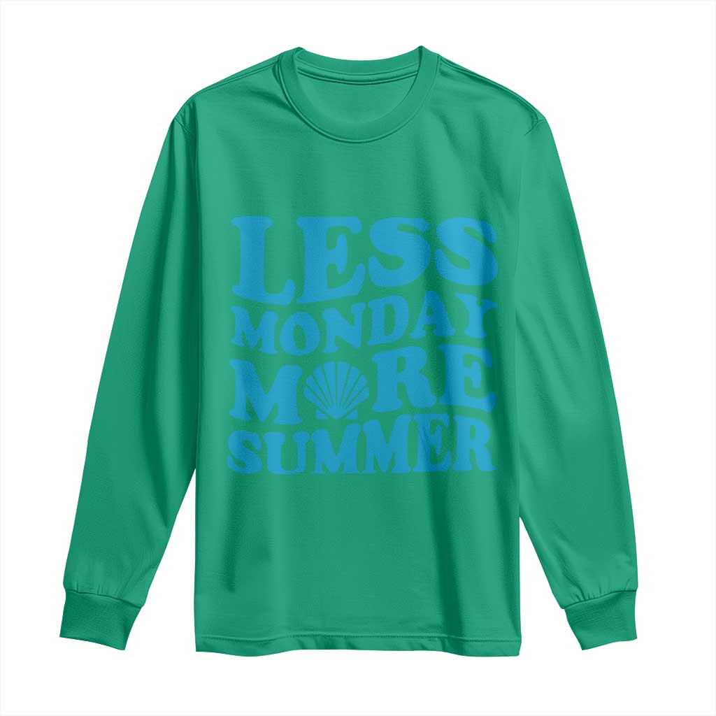 Less Monday More Summer Long Sleeve Shirt Retro Beach Seashell Graphic