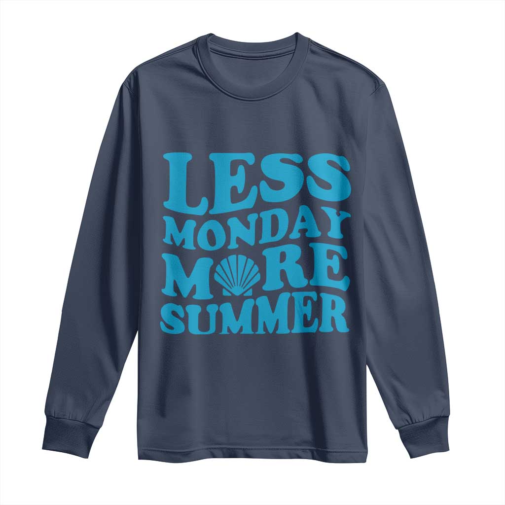 Less Monday More Summer Long Sleeve Shirt Retro Beach Seashell Graphic
