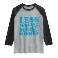 Less Monday More Summer Raglan Shirt Retro Beach Seashell Graphic