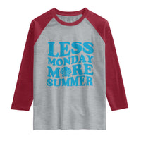 Less Monday More Summer Raglan Shirt Retro Beach Seashell Graphic