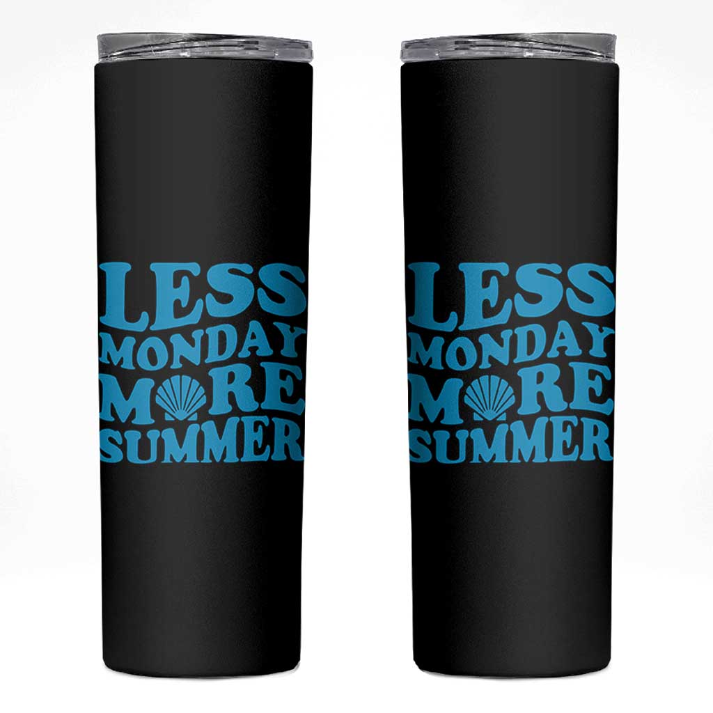 Less Monday More Summer Skinny Tumbler Retro Beach Seashell Graphic